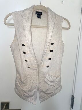 Vintage Wet Seal Cream Knit Vest with Button Detail and Pockets